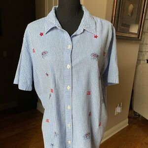 Cherokee Blue and‎ White Seesucker Button Shirt